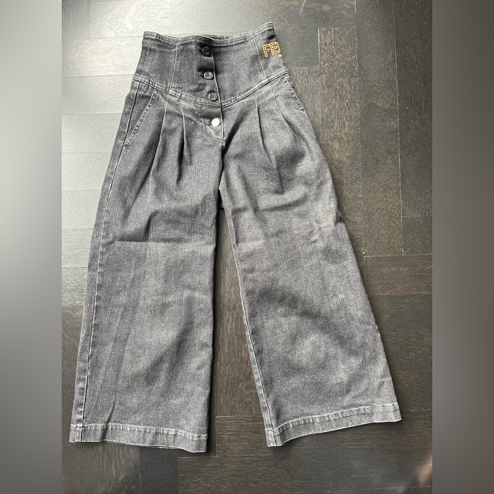 Girls size 6 wide leg Fendi runway jeans